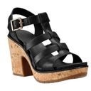 Timberland  Roslyn Strappy Leather Cork Platform Sandals Chunky Heel Black Sz 10 Photo 2