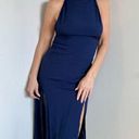 Indah  Double Slit Open Back Maxi Dress in Navy Photo 2