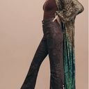 Free People Movement Free People High Rise Flare Jayde Printed Metallic Gold Foil Pants Jeans Photo 3