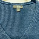 a.n.a . Women’s Knit Pullover Sweater with Sparkles, Hi-Lo Hem in Navy - Large Photo 3