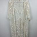 Rebellion  Ivory Cream Lace Kimono Wrap Size Medium Crochet Bohemian Duster Photo 0