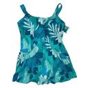 Maxine of Hollywood *New  One Piece Swim Dress Womens Sz 24W Teal Floral Swimsuit Photo 0