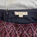 The Loft  Burgundy Diamond Tweed Button Wrap Skirt Photo 9