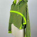 Ivy Park  x Adidas Solar Green Houndstooth Cropped Long Sleeve Hoodie Size Large Photo 4