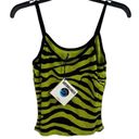 Daydreamer  Zebra Shrunken Green Ribbed Spaghetti Crop Tank XL New Photo 1