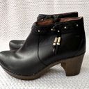 Dansko  Black Leather Dabney Platform Clog Ankle Boots Bead Tassel Trim 38 Zipper Photo 3