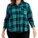 Style & Co Plus Size Boyfriend Sparkle Emerald Green Plaid Button Down 3X Photo 7