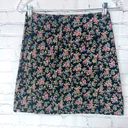 Vintage Blue  pretty size 3 black pink blue green yellow floral print mini skirt Photo 1