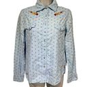 Roxy  jeans eyelet floral embroidered snap button long sleeve shirt Size S Photo 0