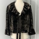 Tahari  Small Dark Brown Velvet Ruffle Bell Sleeve Silk Sweater Jacket Shrug Photo 1