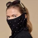 Lele Sadoughi  Jet Black Pearl Embellished Gaiter Face Mask NEW Photo 4