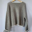 ZARA  Contrast Topstitching Crop Knit Sweater in Gray Size XL Photo 1