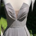 Betsy and Adam  Glittery Silver Strapless Ball Gown Dress Photo 6