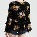 American Eagle  Floral Ruffle Bell Sleeve Blouse Photo 1