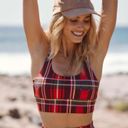 Beach Riot NEW  Leah Scoop Neck Crop Top Sports Bra Holiday Tarten Plaid Large Photo 2