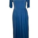 Zenana Outfitters  Empire Waist Quarter Sleeve Maxi Dress in Blue Size Large Photo 0