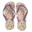 Havaianas Top  𑁍 Flower Print Flip Flops 𑁍 Brazilian Beach Sandals 𑁍 Purple Photo 0