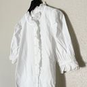 J.Crew  Ruffle-Trim Button-Up Shirt Cotton Poplin White Size XS Photo 2