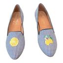 Jack Rogers  Gingham Embroidered Lemon Leather Loafer Size 11 NEW Photo 2