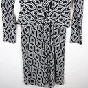 Cache  Small Dress Black White Diamond Print Knee Length Belted Long Sleeve 207 Photo 6