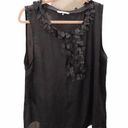 Violet+Claire  Gray Ruffle Floral Embellished Tank Top - Large (stains shown) Photo 0