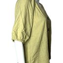 Harper  Women's Blend Blouse Tan Linen Cotton Blend Short Sleeve Puff Sleeve Photo 1