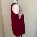 The Moon  & Sky Embroidered boho sleeveless keyhole back tank burgundy size small Photo 2