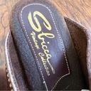 sbicca  • Guthrie wedge sandal platform brown leather peep toe mule slide clog Photo 4