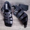 Steve Madden  Tribeca Black Leather Chunky Heel Strappy Sandals Shoes Size 7.5 Photo 1