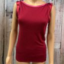 T Tahari Tahari Red Boat Neck Multi Color Tee Satin Sleeve Top Women’s Small Photo 0