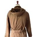 Vintage 70s Belted Winter Coat Hooded Cargo Parka Faux Fur Lined Chocolate Brown Size M Photo 4