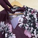 Natori  Purple Floral Neck Tie Button Down Blouse Photo 5