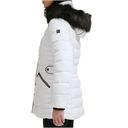 Kenneth Cole  White Puffer Coat Size XS Water-Resistant Black Faux Fur Hood NEW Photo 2