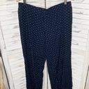 J.Jill  Women's Rayon Polka Dot Casual Pants Wide Leg Navy White Pockets Large Photo 1