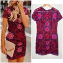 Minuet  Women's Lace Mini Dress Burgundy Red Floral Size L Party Cocktail Runs Sm Photo 1