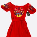 Boston Proper NEW  Red Floral Off the Shoulder Jumpsuit | Small Photo 7