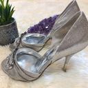 Marciano  BY GUESS Silver Peep Toe Heels | Bridal Wedding Shoes Photo 3