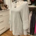 French Connection  Heather Gray Ruffle Tier 3/4 Sleeve Sweater Small Photo 3