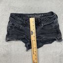 American Eagle  Shorts Womens 0 Black Booty Jean Cut Off Shortie Ripped Super Low Photo 2