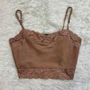 Brandy Melville Dionne Cropped Camisole Tank Satin Lace Beige Photo 0