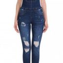 Skinny denim overalls distressed ripped jeans Blue Photo 0