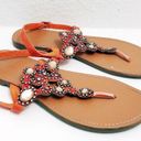 Bamboo  Thong Sandals Embellished Orange Shoe Size 9 Photo 3