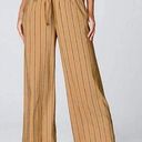 J.Jill  Dark Yellow Stripe Emelie Linen Stretch Wide Leg Cropped Pants Sz.L Photo 0