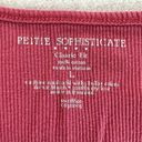 Petite Sophisticate Pink Ribbed Button Short Sleeve Tee Photo 7