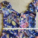 Lulus NWOT  Beautiful Impression Blue Floral Chiffon Long Sleeve Mini Dress Photo 5