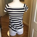 Isabel Maternity  Blue and White Strip Blouse Photo 3