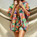 Stone Fox Swim  Zenni 100% Linen Shirt - Stained Glass Print - size XS/S Photo 3