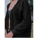 Miessial Button Down Long Sleeve Cardigan Sweaters Chunky Cable Knit Crop Sweate Black Photo 0