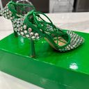 Bottega Veneta  Sparkle Stretch Lace Up Green Heels 💚 Photo 5