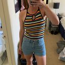 Forever 21 rainbow stripe cropped retro knit sweater tank top NWT NEW Photo 3